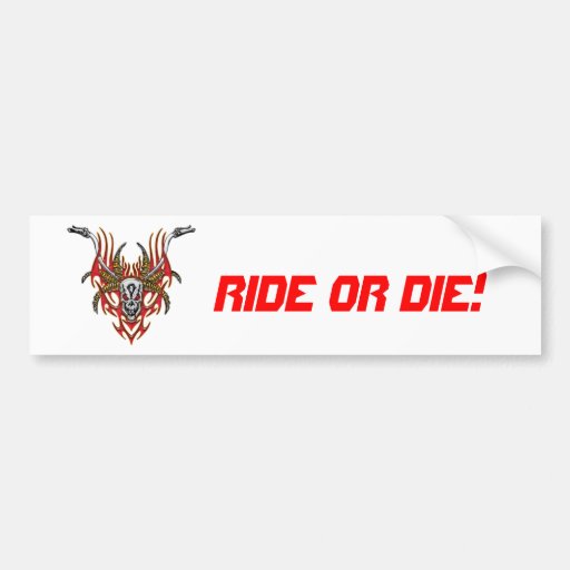 Skull Horns Flames and Handlebars Bumper Stickers