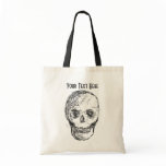 Skull, in Black. Canvas Bag