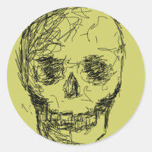 Skull, in Black. Sticker
