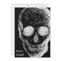 Skull, in White. Personalized Invite