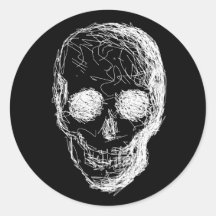 Skull, in White. Round Sticker