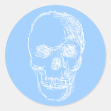 Skull, in White. Sticker
