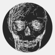 Skull, in White. Sticker