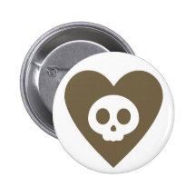 Skull Inside a Heart Cartoon Button
