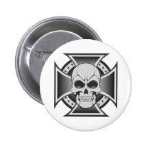 Skull & Iron Cross: Vector Drawing: Pin