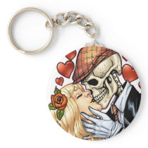 Skull Kiss with Hearts and Roses by Al Rio