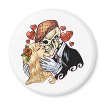 Skull Kiss with Hearts and Roses by Al Rio