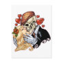 Skull Kiss with Hearts and Roses by Al Rio Postcard