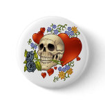 Skull Love - Skulls, Roses and Hearts by Al Rio buttons