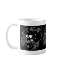 Skull Love - Skulls, Roses and Hearts by Al Rio Coffee Mugs