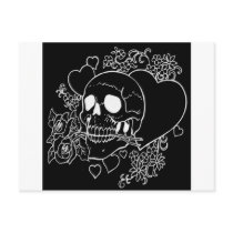 Skull Love - Skulls, Roses and Hearts by Al Rio Postcard