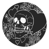 Skull Love - Skulls, Roses and Hearts by Al Rio Round Sticker
