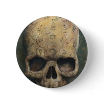 Skull of a witch button