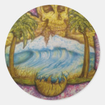 skull palm round stickers