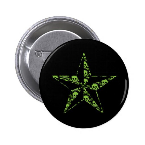 Skull Pattern Star Pinback Buttons