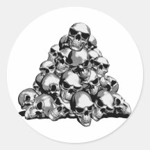 Skull Pile Round Sticker