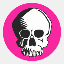 Skull Pink Gold Tooth Stickers