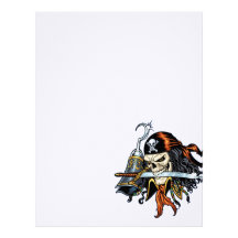Skull Pirate with Sword and Hook by Al Rio Letterhead Template