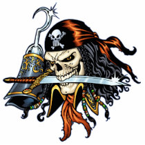 Skull Pirate with Sword and Hook by Al Rio Photo Sculptures