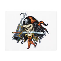 Skull Pirate with Sword and Hook by Al Rio Postcard
