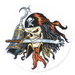 Skull Pirate with Sword and Hook by Al Rio stickers