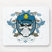 Skull Police Officer Mousepads