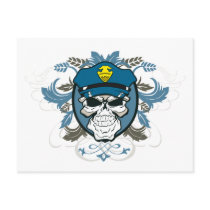 Skull Police Officer Post Card