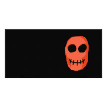 Skull Red and black. Primitive Style. Picture Card