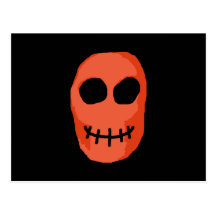Skull Red and black. Primitive Style. Postcard