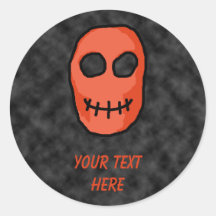 Skull Red and black. Primitive Style. Round Stickers