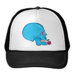Skull ~ Red Rose Tattoo Skull Fantasy Art Mesh Hats