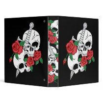 Skull,  Roses and Dagger 3 Ring Binder