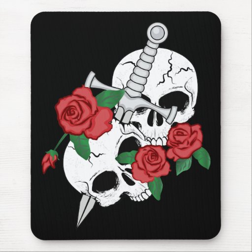 Skull, Roses and Dagger Mouse Pads