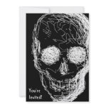 Skull Sketch. Black and white.  You're Invited. invitations