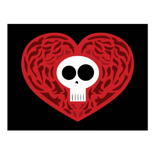 Skull Tattoo Heart Postcard
