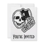Skull Top Hat Gentleman B&W invitations