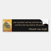 Skull, Vincent van Gogh, Vintage Impressionism Art Bumper Sticker