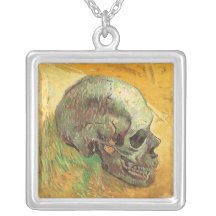 Skull, Vincent van Gogh, Vintage Impressionism Art Personalized Necklace