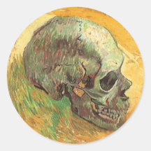 Skull, Vincent van Gogh, Vintage Impressionism Art Stickers