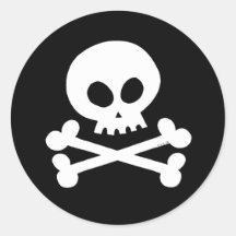 Skull (white) round sticker
