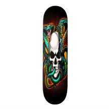 Skull with 2 Cobras Skateboard
