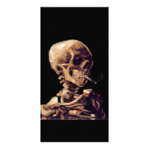 Skull with a burning cigarette by Van Gogh Photo Greeting Card