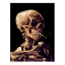 Skull with a burning cigarette by Van Gogh Postcards