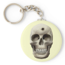 Skull with Bullet Hole Keychains