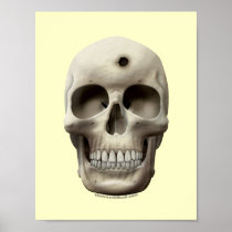 Skull with Bullet Hole Posters