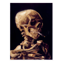 Skull with burning cigarette Painting Van Gogh Postcards