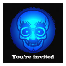 Skull with funny glasses custom invite