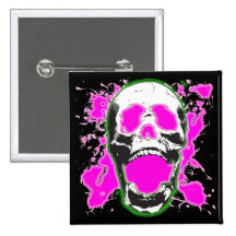 SKULL WITH PINK PAINT SPLATTER