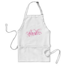 Skull with Pink Splatters and Swirls Aprons