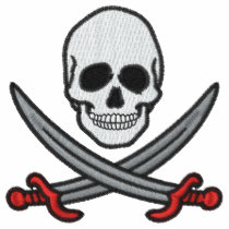 Skull with swords men's embroidered t-shirt